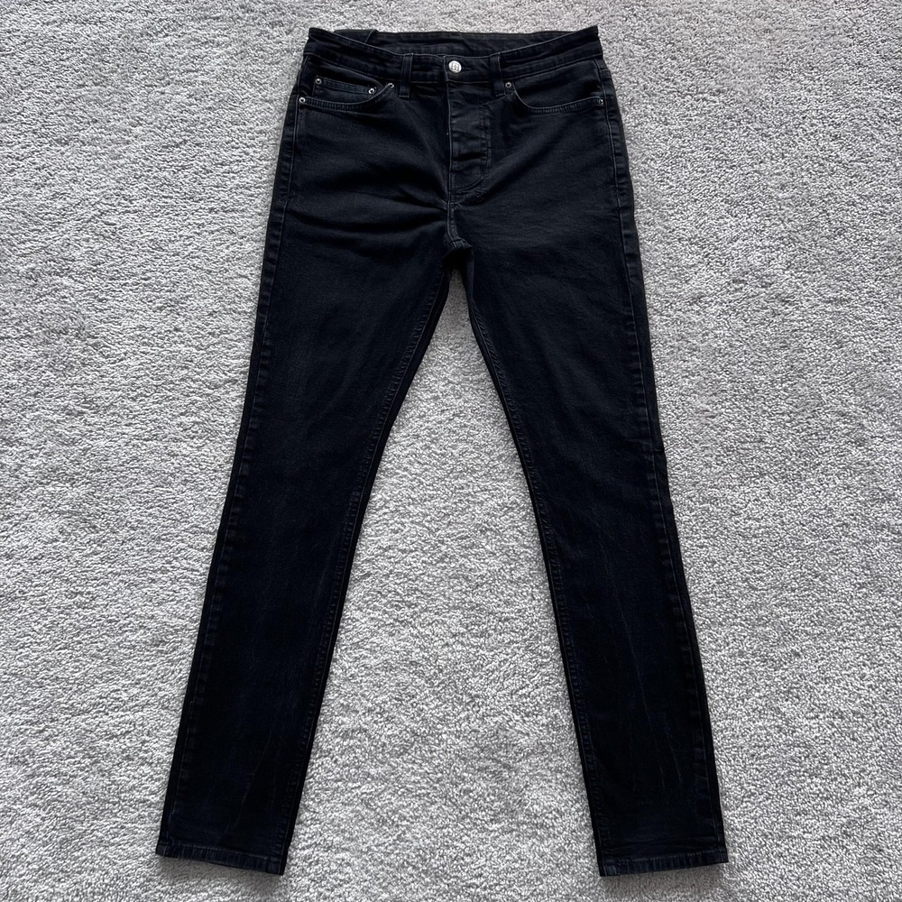 Ksubi‎ Slim Skinny Stretch Button Fly Jeans Mens 32 Black KDMFA21B27.RED